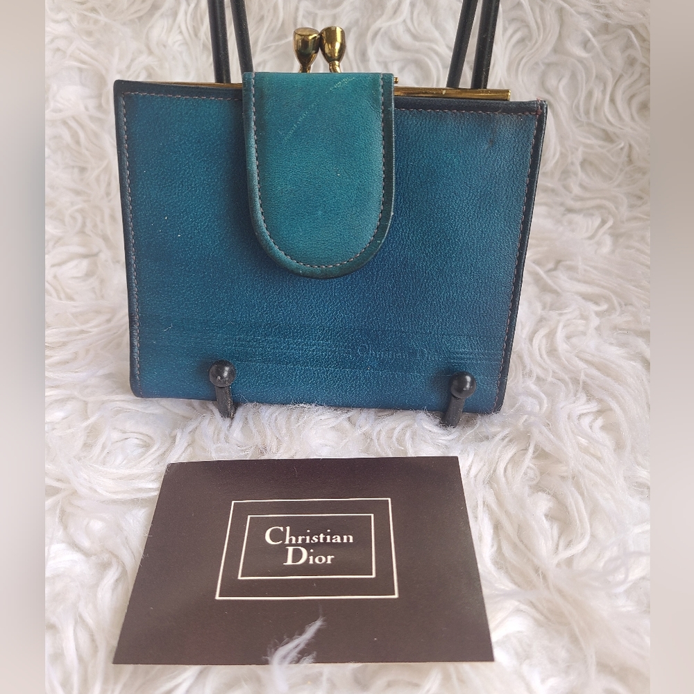 Christian Dior Authentic Blue Coin Wallet, great vintage condition